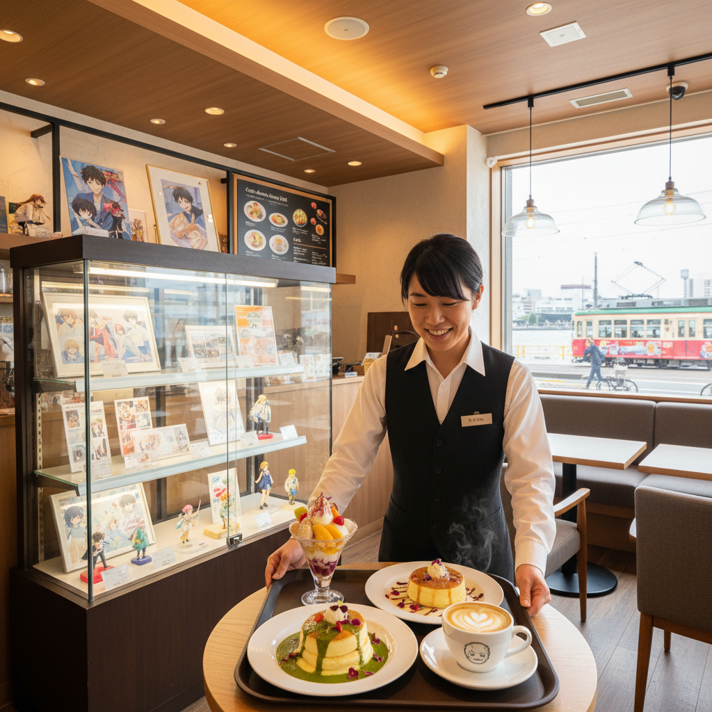 長崎でアニメの聖地として有名なカフェはどこで、どんなメニューがおすすめですか？